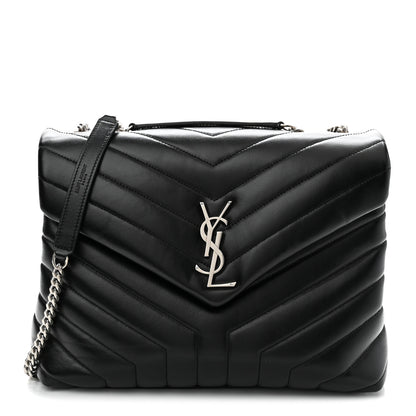 Saint Laurent Calfskin Y Quilted Monogram Medium Loulou Chain Satchel Black 1 of 10