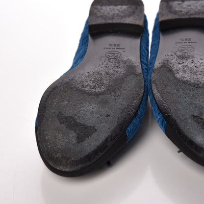 Chanel Silk Velvet Grosgrain Bow CC Ballet Flats 39.5 Navy Black 12 of 17