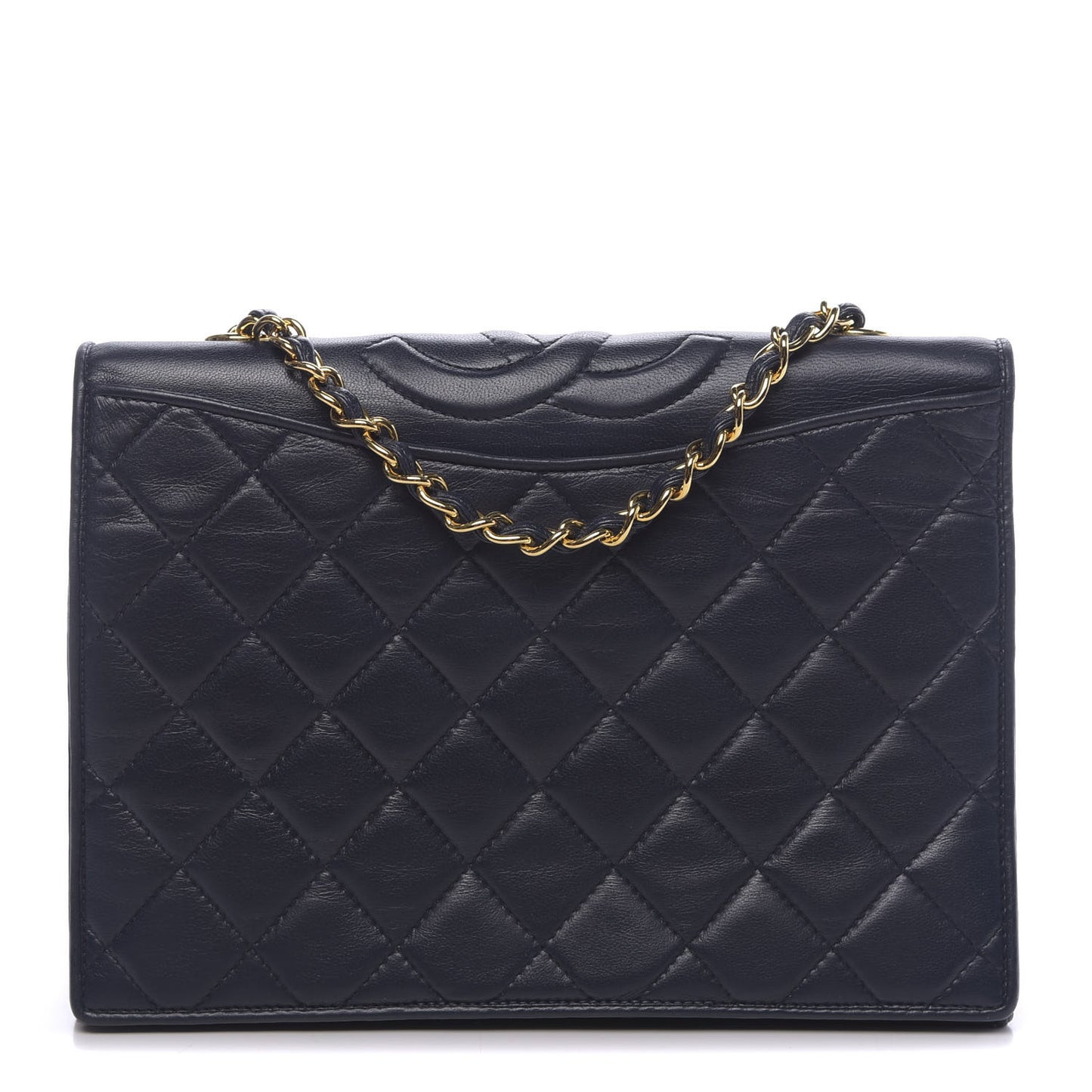 Lambskin Quilted Small CC Single Flap Bag Navy