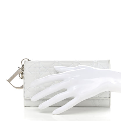 Christian Dior Lambskin Cannage Lady Dior Flap Wallet Light Grey 2 of 7