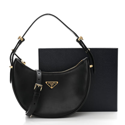 Prada Soft Calfskin Arque Shoulder Bag Black 11 of 11