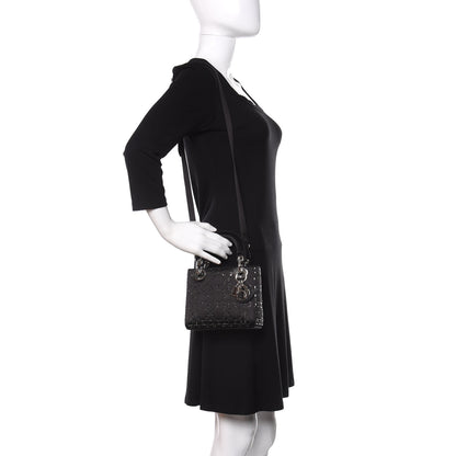 Christian Dior Satin Crystal Cannage Mini Lady Dior Black 2 of 10