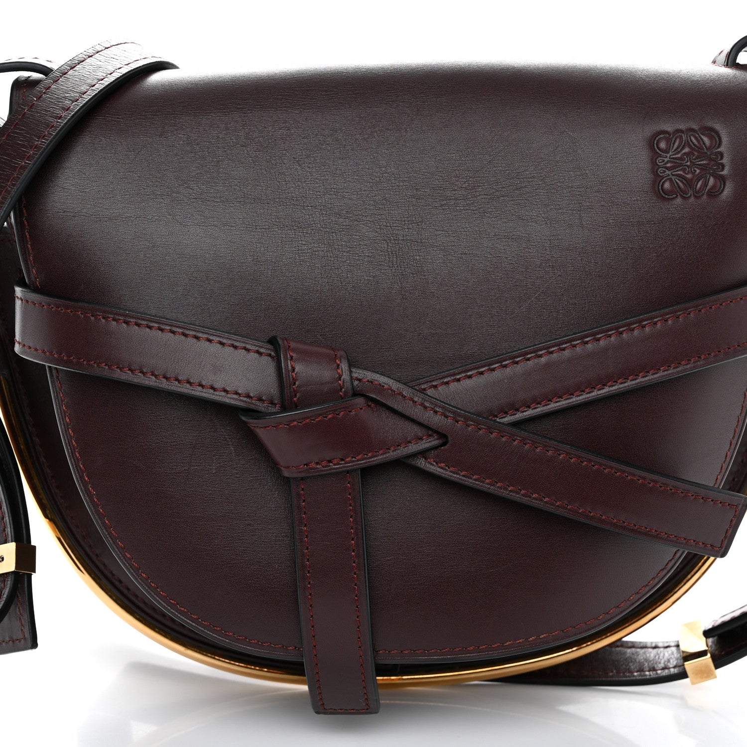 Loewe Calfskin Small Metal Gate Crossbody Bag Oxblood 7 of 9