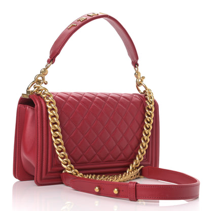 Chanel Calfskin Medium Boy Logo Top Handle Flap Red 3 of 11