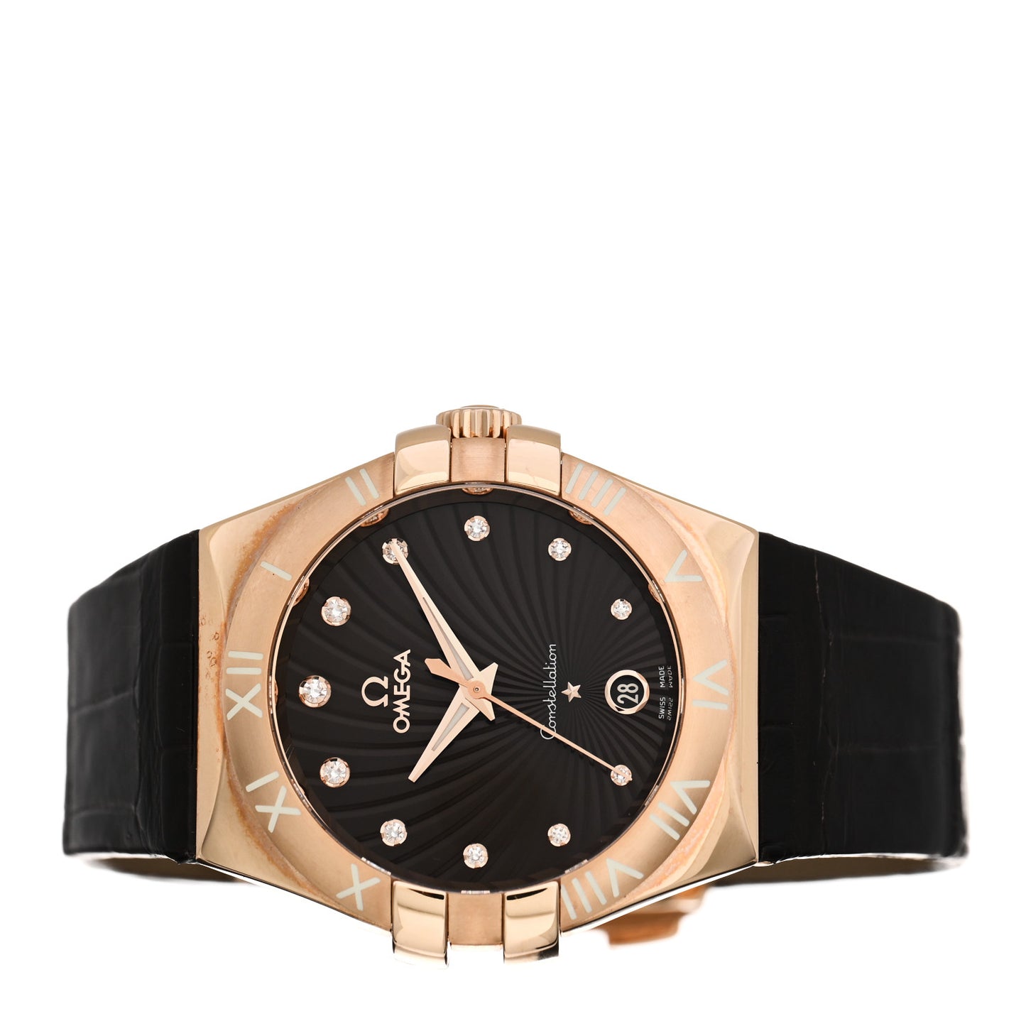 18K Red Gold Alligator Diamond 35mm Constellation Quartz Watch Brown 123.53.35.60.63.001