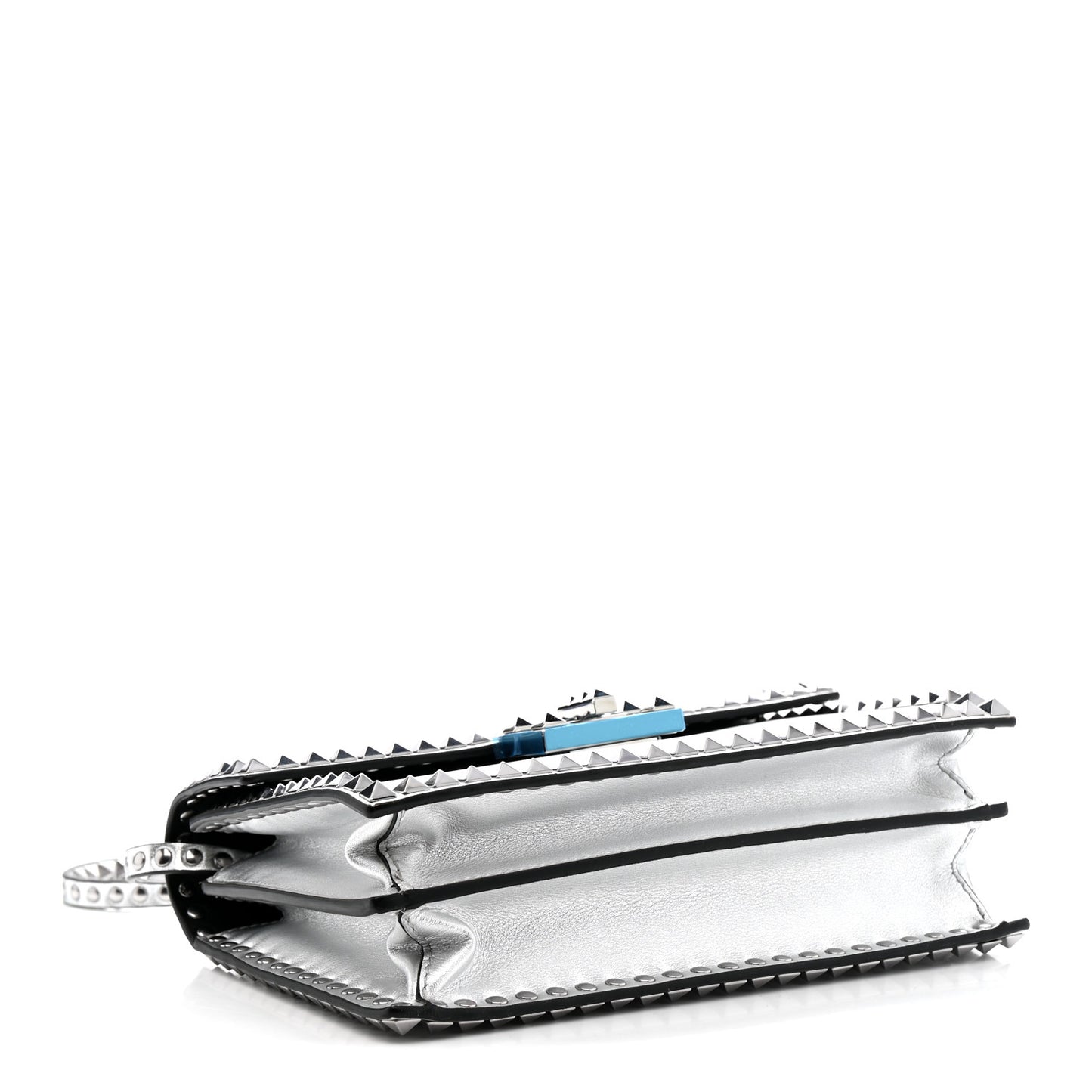 Metallic Calfskin Small Rockstud No Limit Shoulder Bag Silver