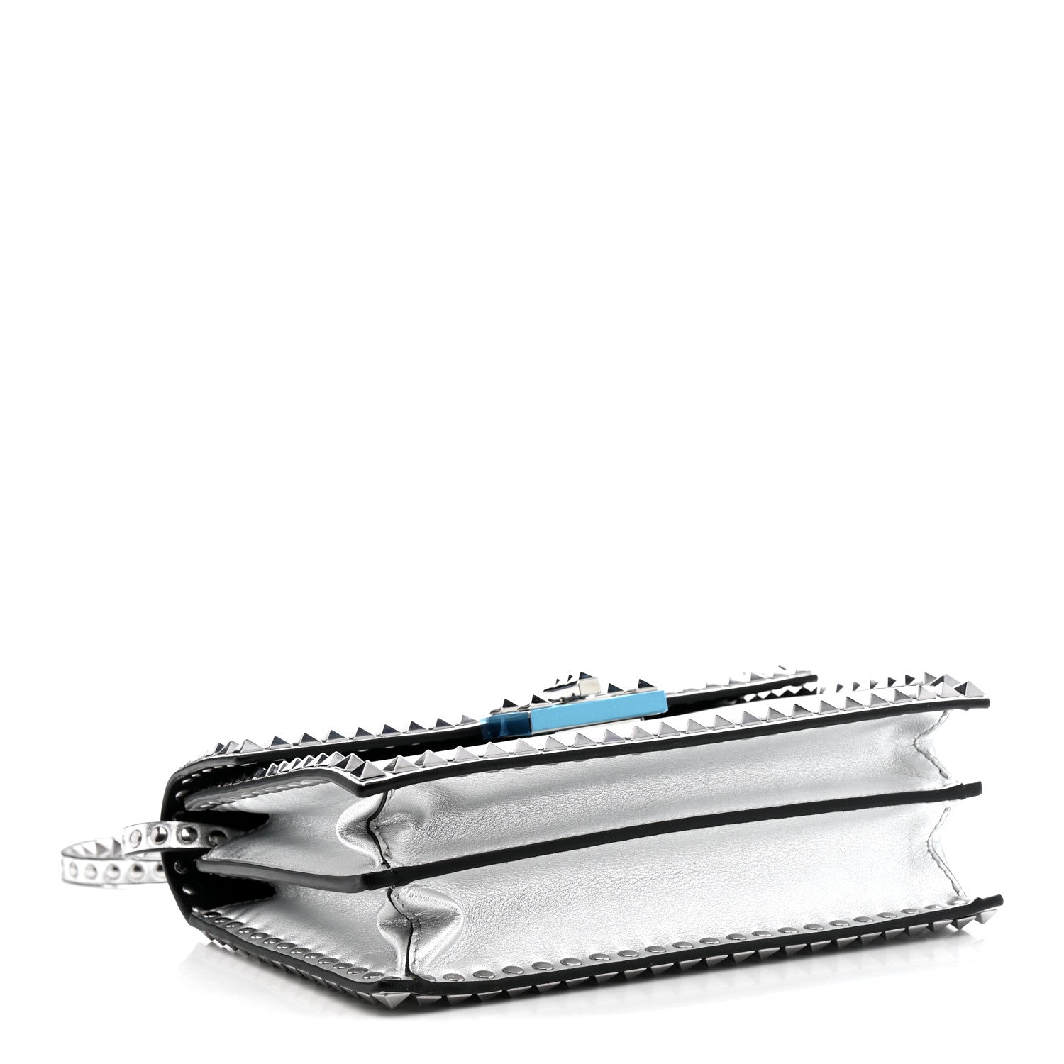 Valentino Garavani Metallic Calfskin Small Rockstud No Limit Shoulder Bag Silver 4 of 12