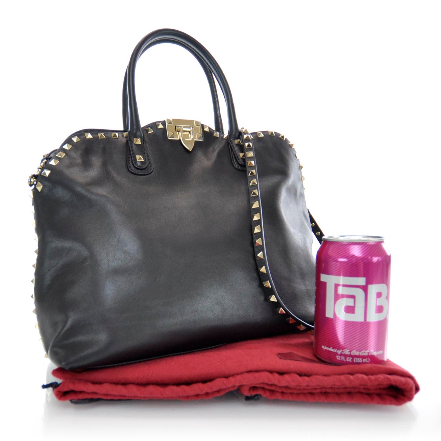 Vitello Rockstud Dome Satchel Black