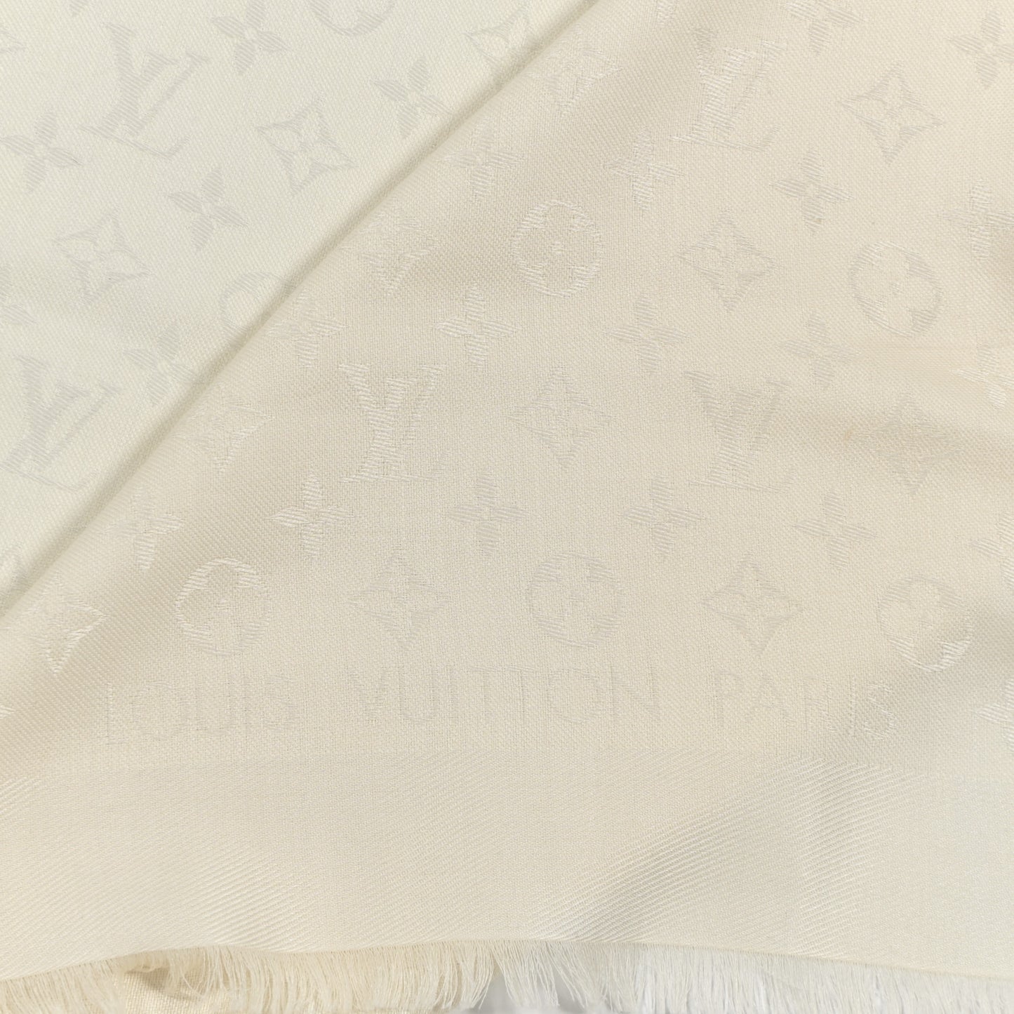 Silk Wool Monogram Shawl Beige