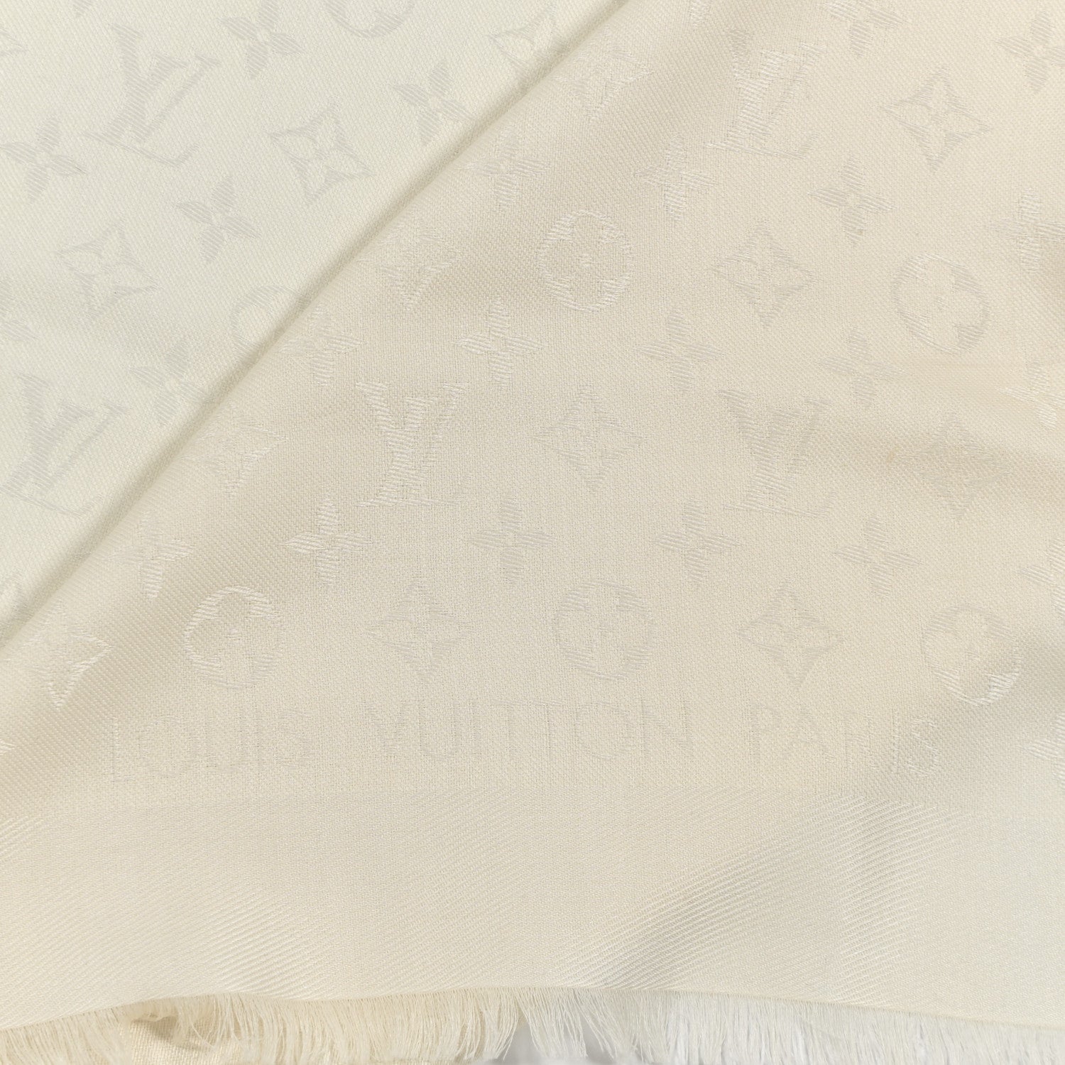 Louis Vuitton Silk Wool Monogram Shawl Beige 2 of 5