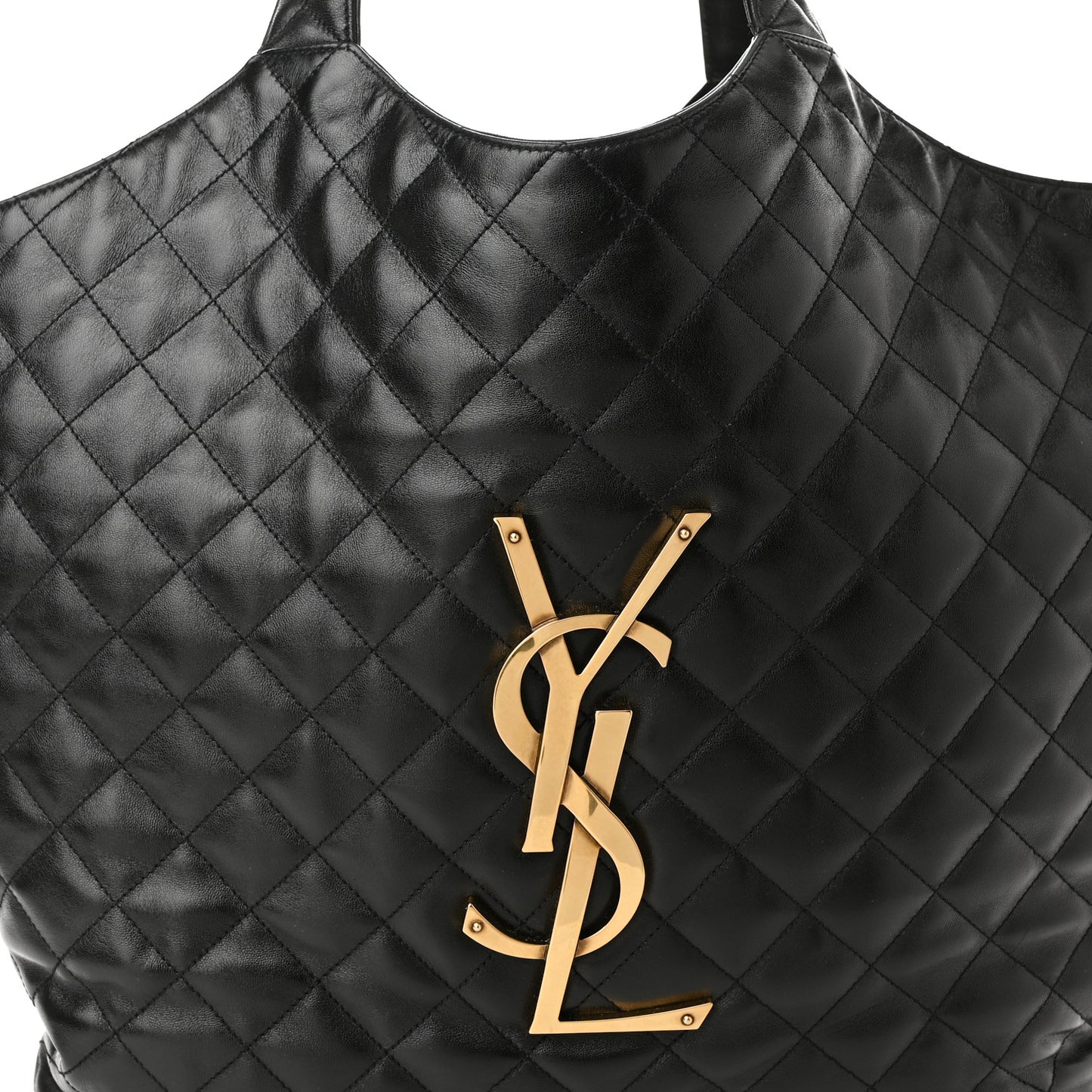 Lambskin Quilted Maxi Icare Shopping Tote Black
