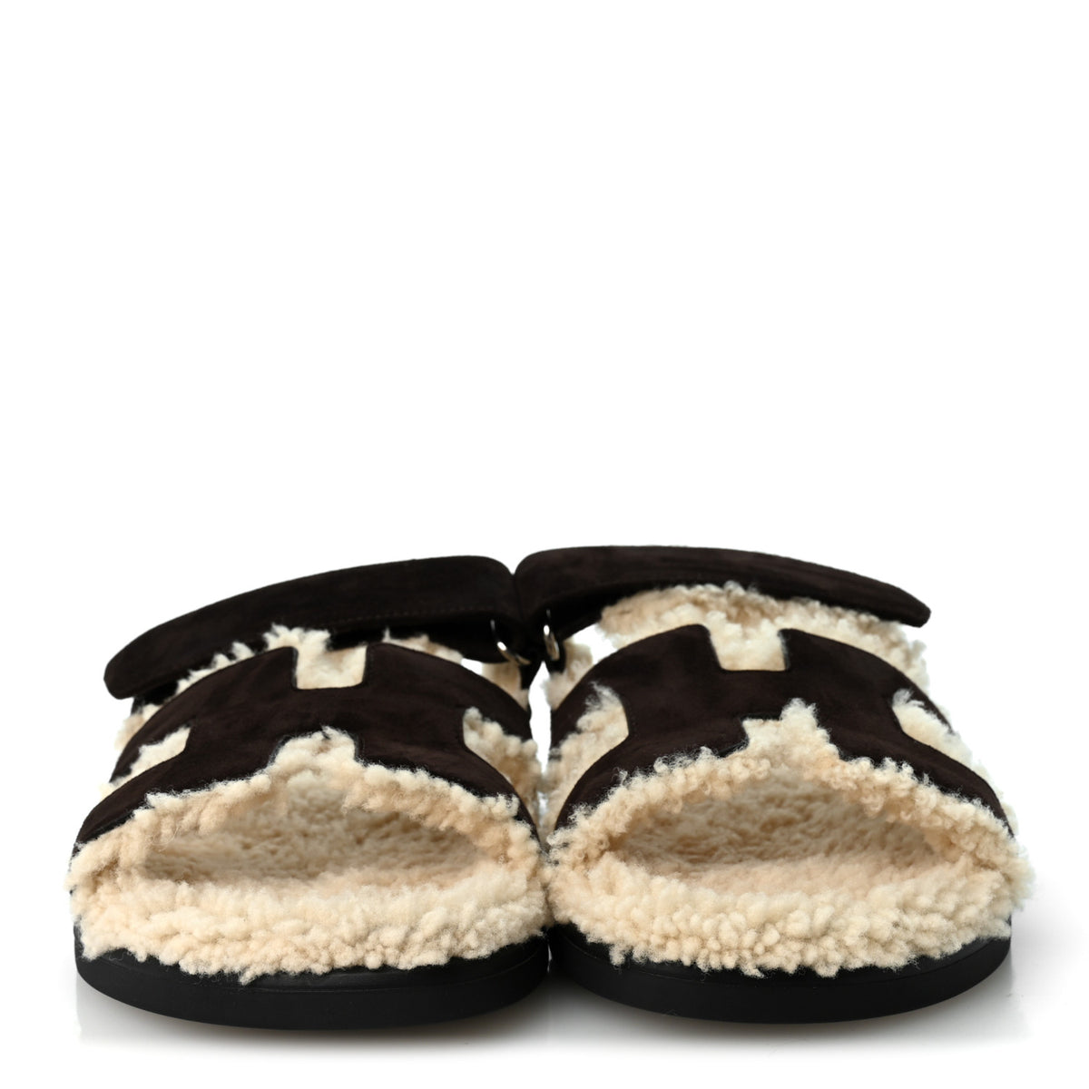 Suede Goatskin Woolskin Womens Chypre Sandals 38 Marron Ebene