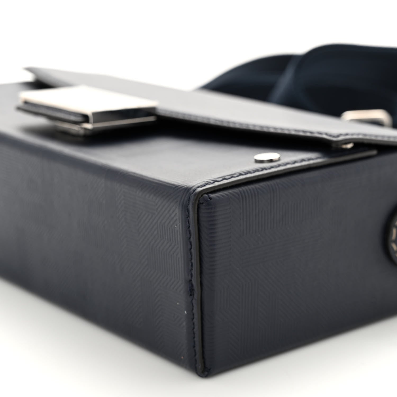 Fendi Vitello King FF Lines Embossed Baguette Soft Trunk Midnight 9 of 9