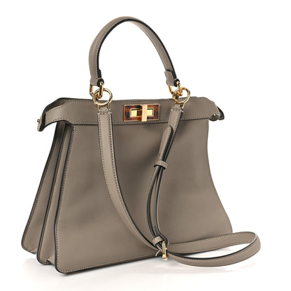 Fendi Vitello Seta Shiny Nappa Plexiglass Medium Peekaboo I SEE U Satchel Tortora 2 of 8