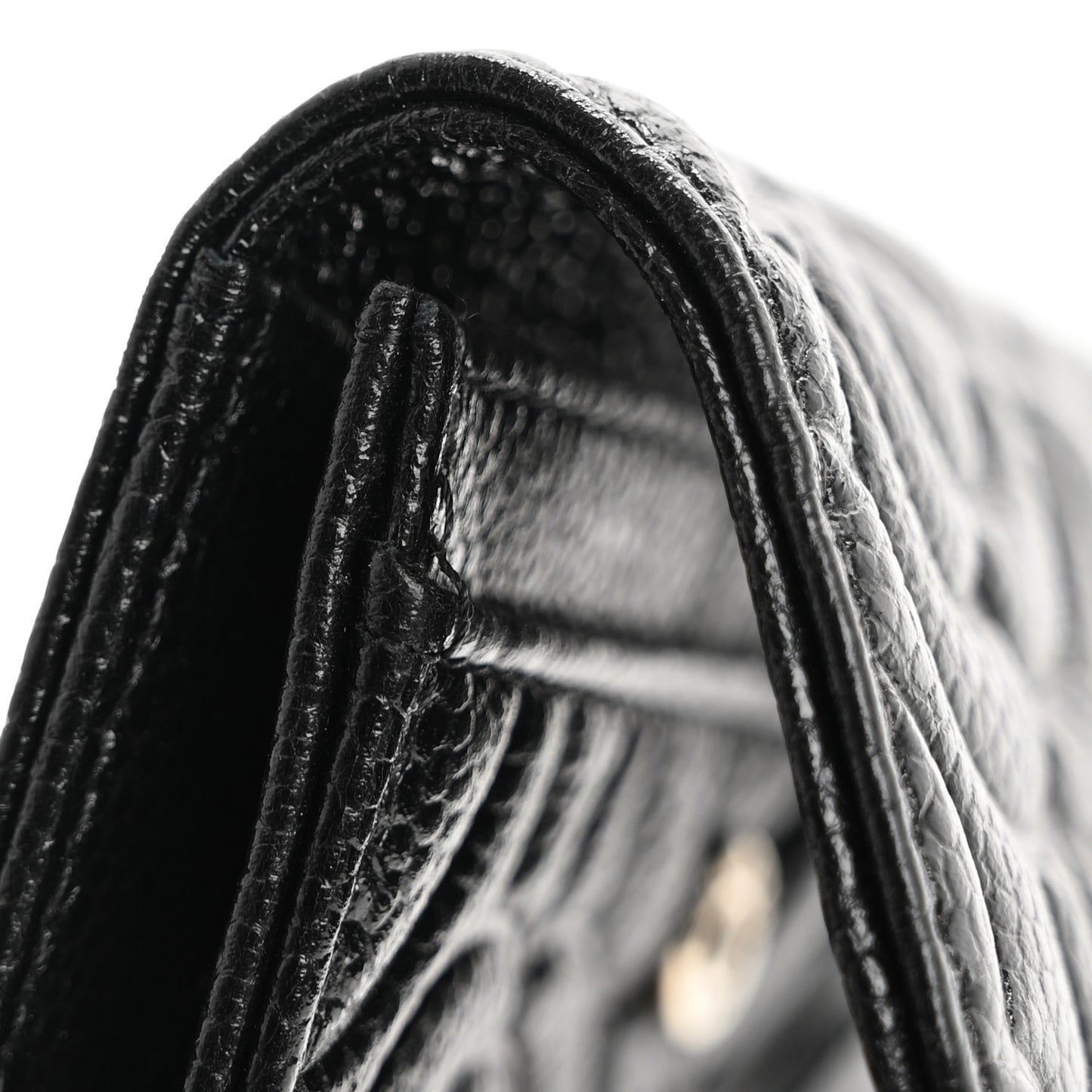 Caviar Camellia Embossed Card Holder Wallet Black