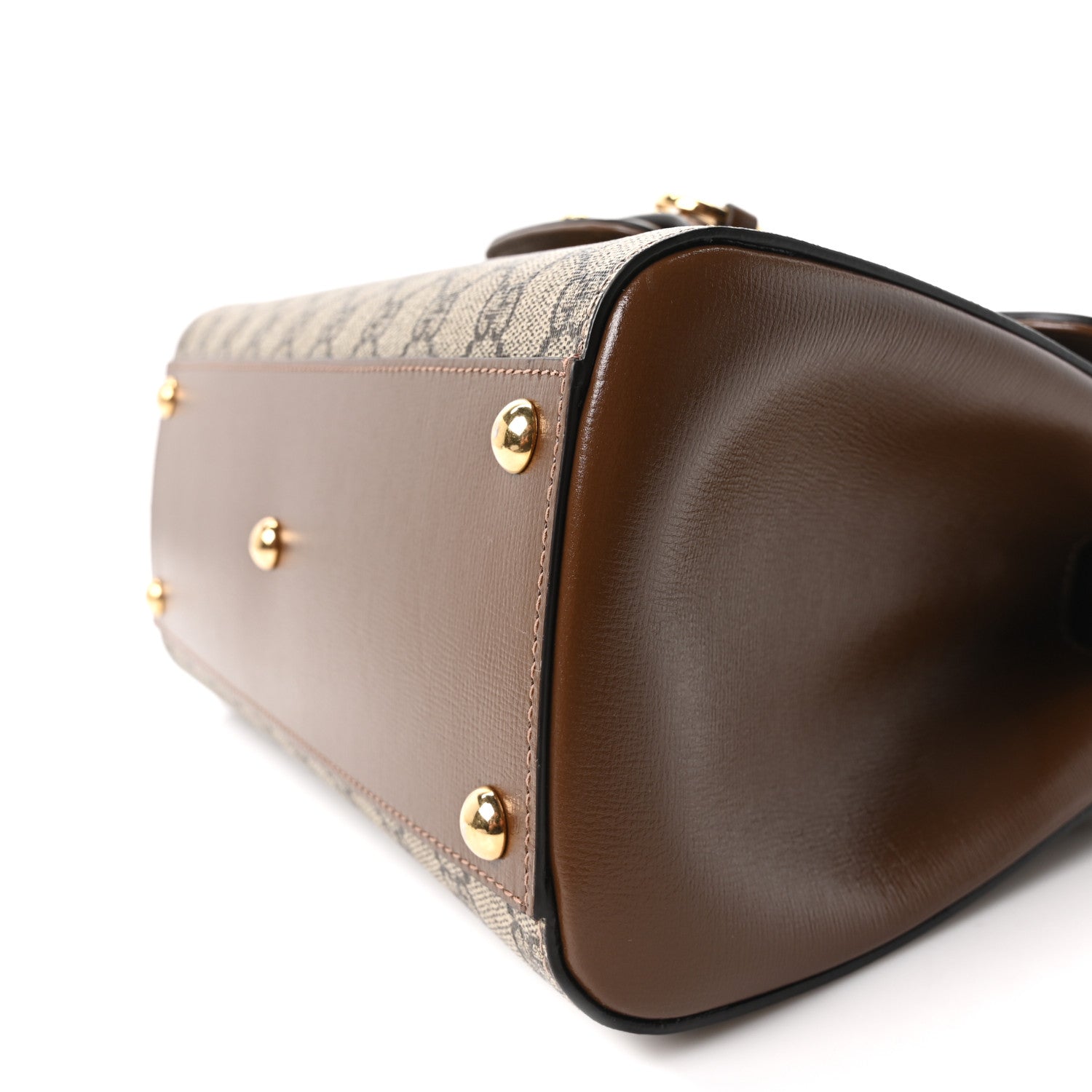 Gucci GG Supreme Monogram Calfskin Medium Horsebit 1955 Top Handle Bag Beige Ebony Brown Sugar 10 of 10