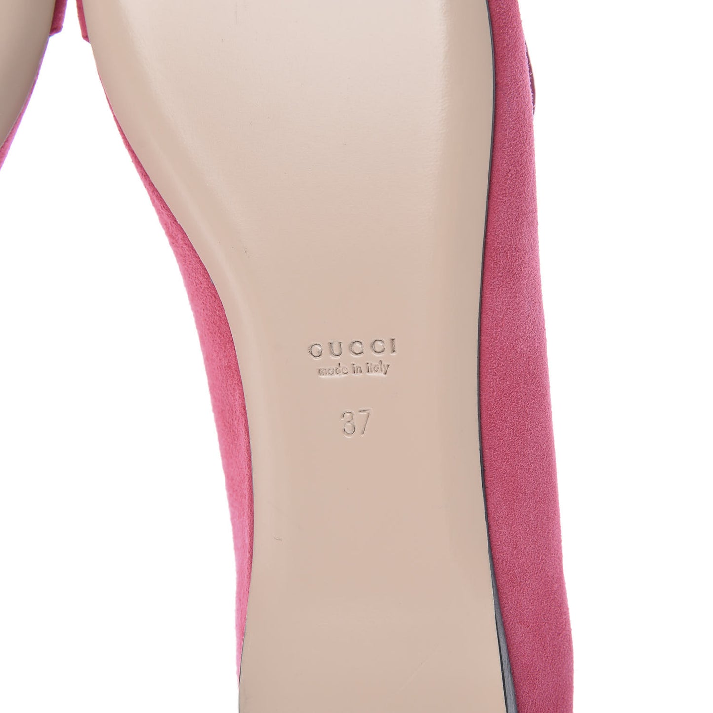 Kid Scamosciato GG Marmont Fringe Flats 37 Hot Pink