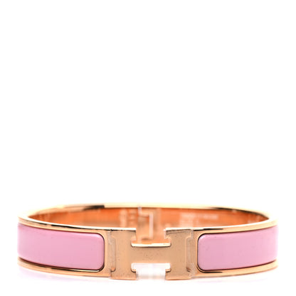 Hermes Enamel Narrow Clic Clac H Bracelet GM Rose Delirium 1 of 4