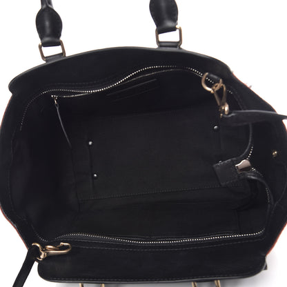 Burberry Canvas Mega Check Grained Calfskin Medium Harcourt Satchel Black 5 of 12