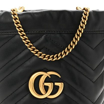 Gucci Calfskin Matelasse Mini GG Marmont 2.0 Bucket Bag Black 8 of 12