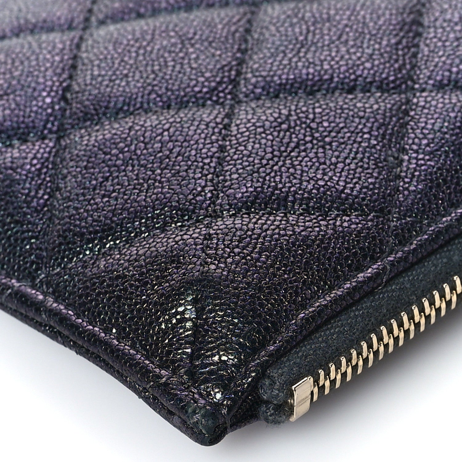 Chanel Iridescent Caviar Quilted Classic Flat Wallet Pouch Black 9 of 10