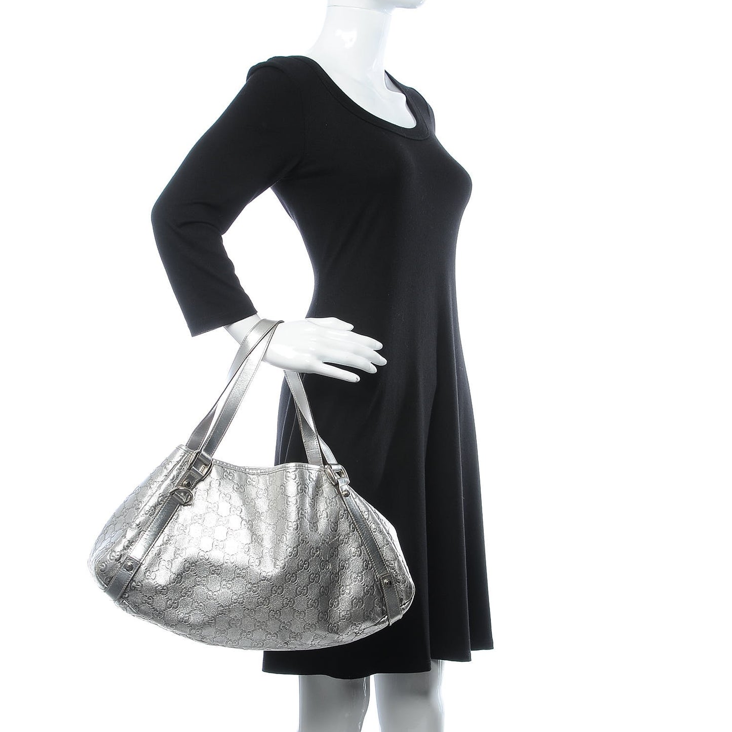 Guccissima Medium Abbey Shoulder Bag Silver