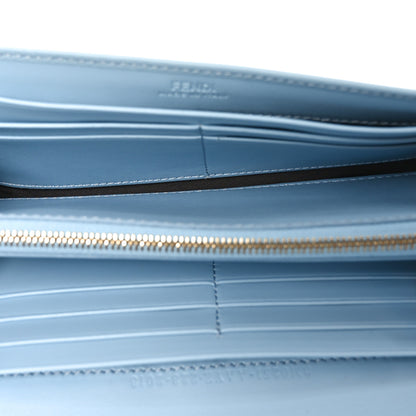 Fendi Vitello King Tamponato Logo Embossed Continental Wallet Azzurro Baby 5 of 7