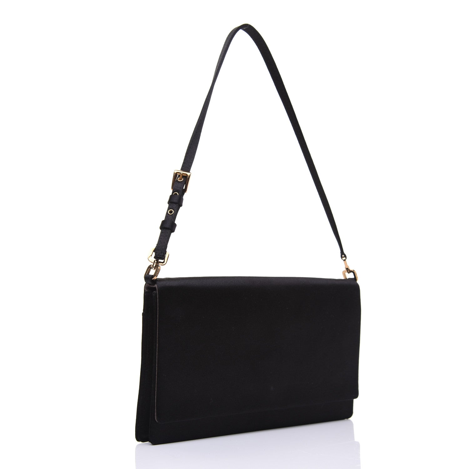 Prada Satin Pochette Bag Black 4 of 15