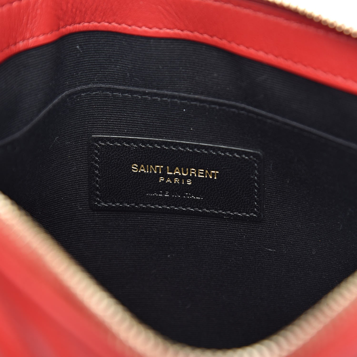 Saint Laurent Calfskin Matelasse Chevron Monogram A5 Wristlet Red 5 of 7