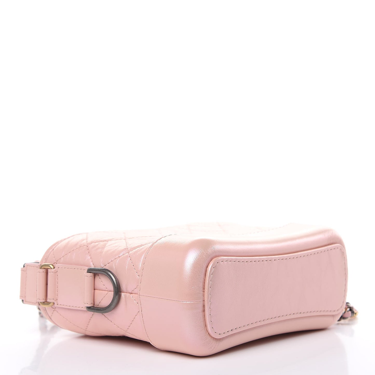 Iridescent Aged Calfskin Quilted Small Gabrielle Hobo Light Pink
