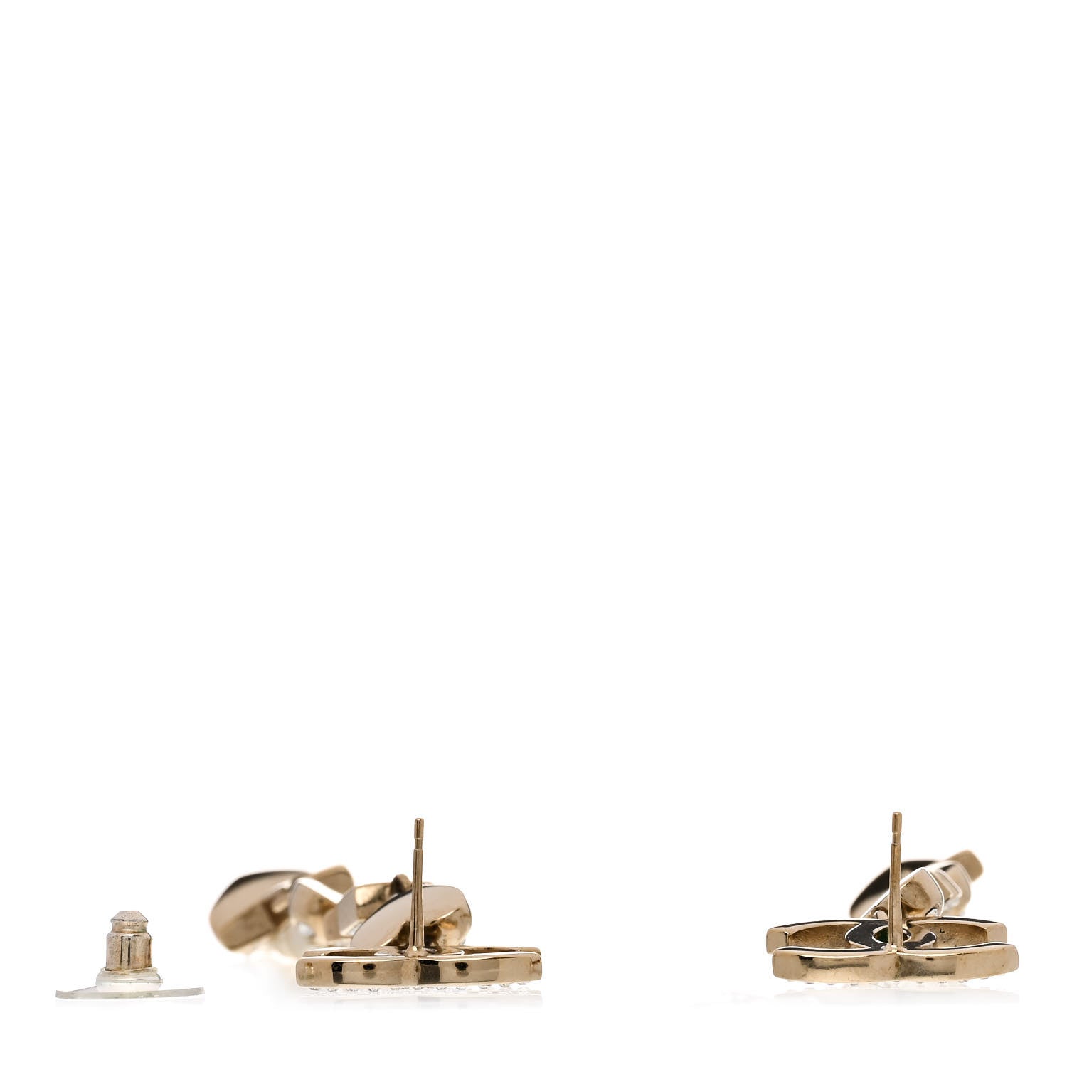 Chanel Crystal Pearl Charming Winter CC Star Heart Drop Earrings Gold 3 of 5