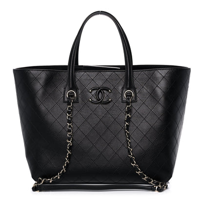 Chanel Calfskin Stitched Shopping Tote Black 1 of 10
