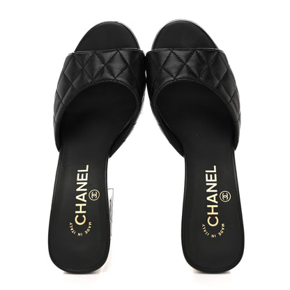 Chanel Lambskin Quilted CC Mules 38 Black 2 of 9