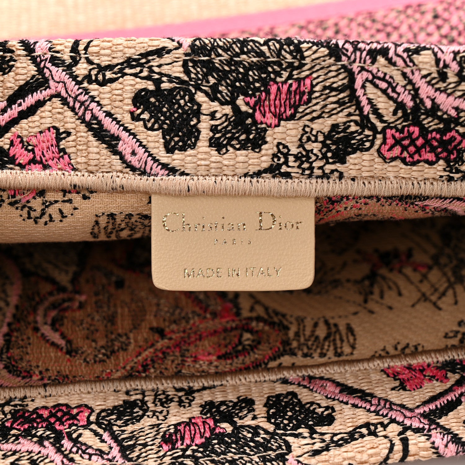 Christian Dior Canvas Toile De Jouy Embroidered Large Book Tote Rose Multicolor 6 of 10