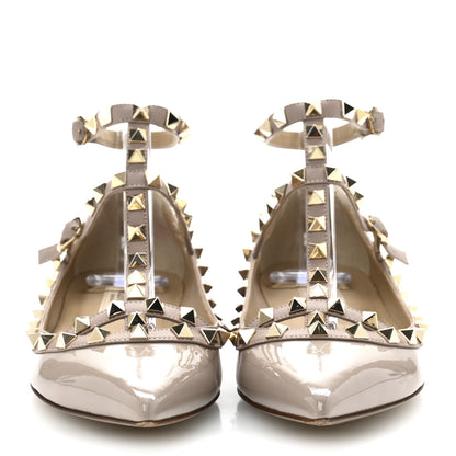 Valentino Garavani Patent Rockstud Cage Ballerina Flats 37 Poudre 3 of 10