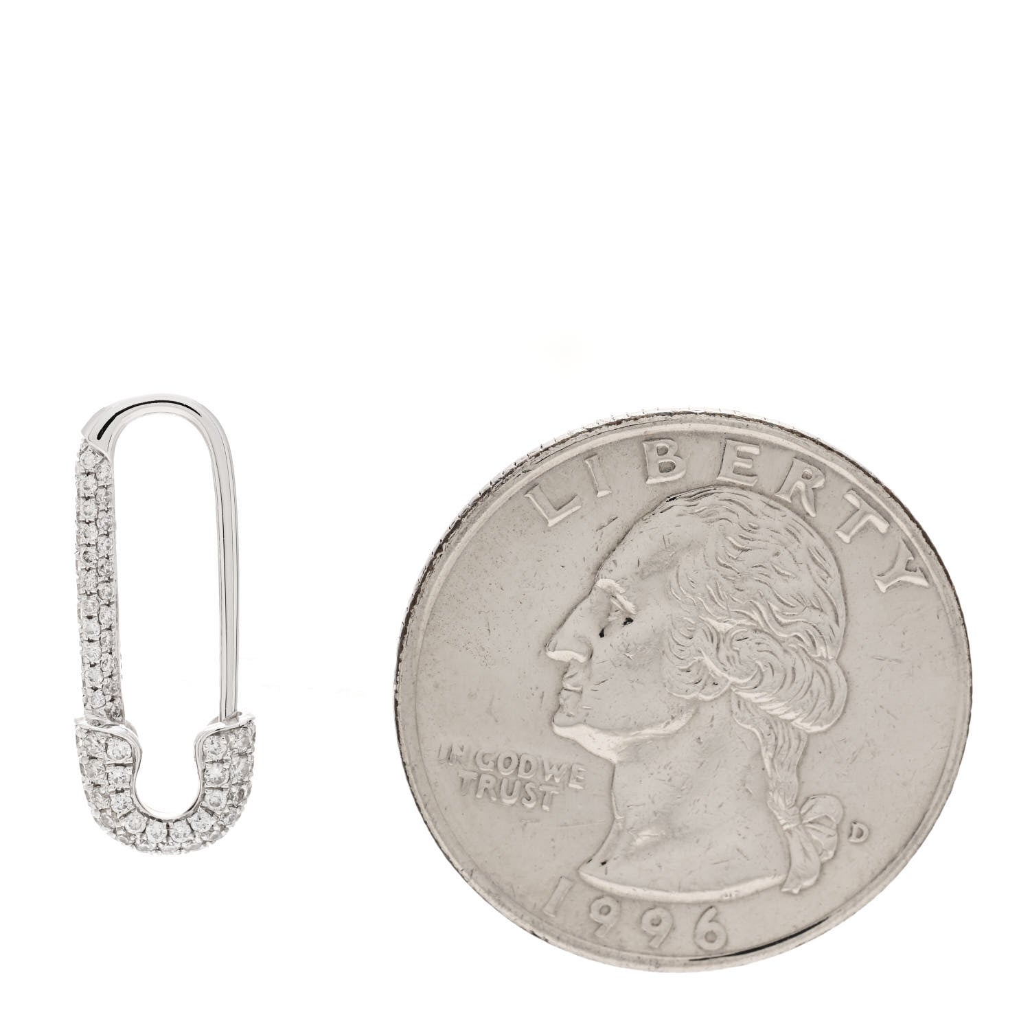 Anita Ko 18K White Gold Diamond Mini Safety Pin Earring 2 of 4