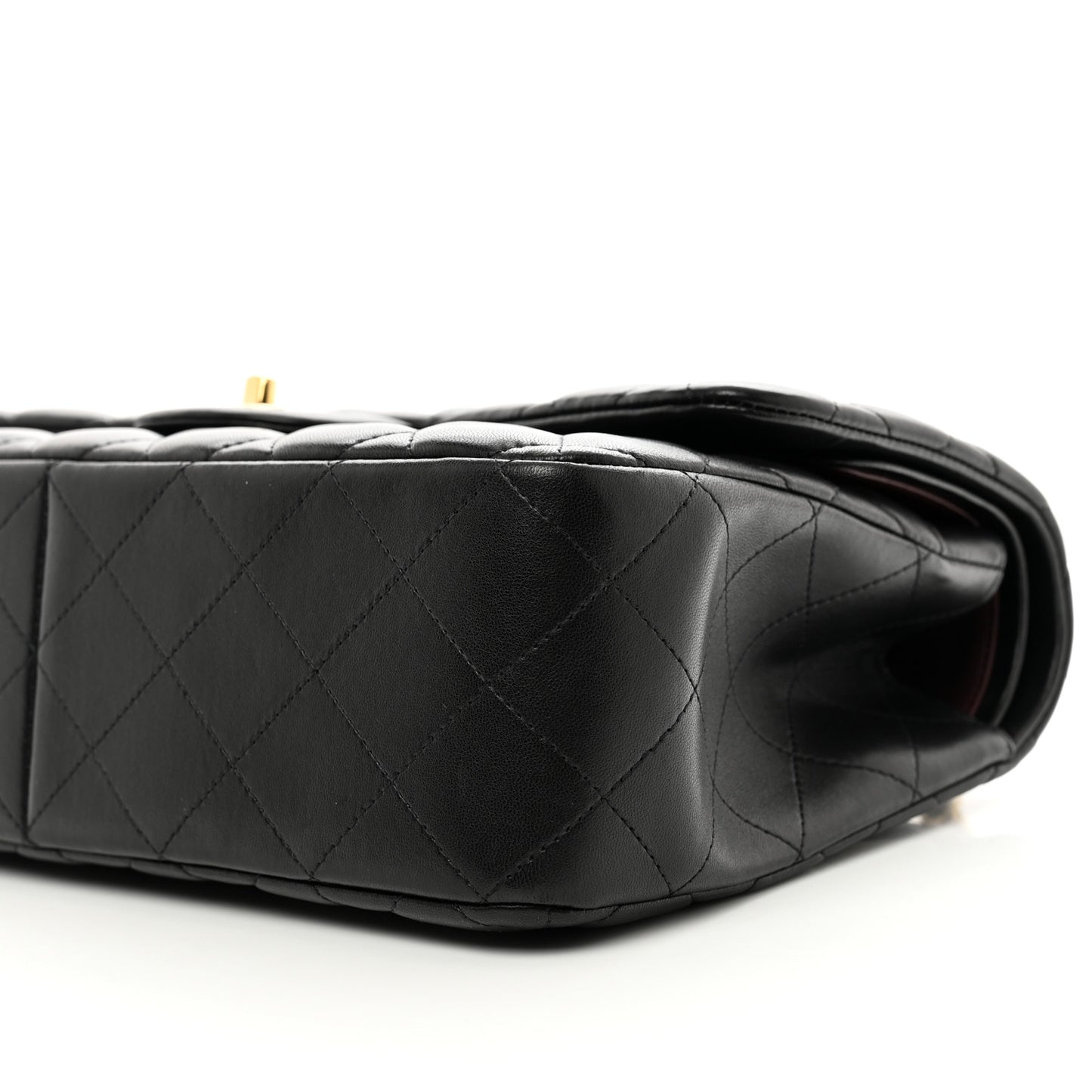 Lambskin Quilted Jumbo Double Flap Black