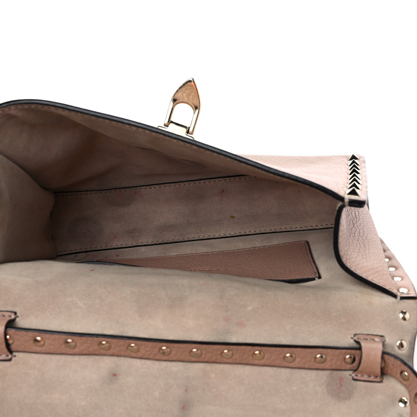 Pebbled Calfskin Medium Rockstud Flip Lock Crossbody Bag Poudre