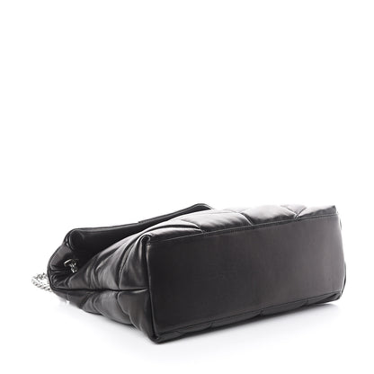 Saint Laurent Lambskin Quilted Medium Loulou Puffer Monogram Chain Satchel Black 3 of 6