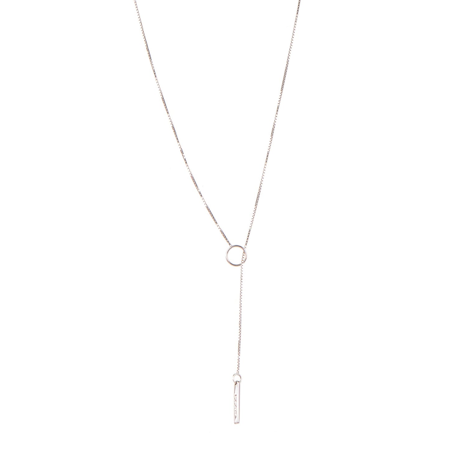 18K White Gold 20mm Lariat Necklace