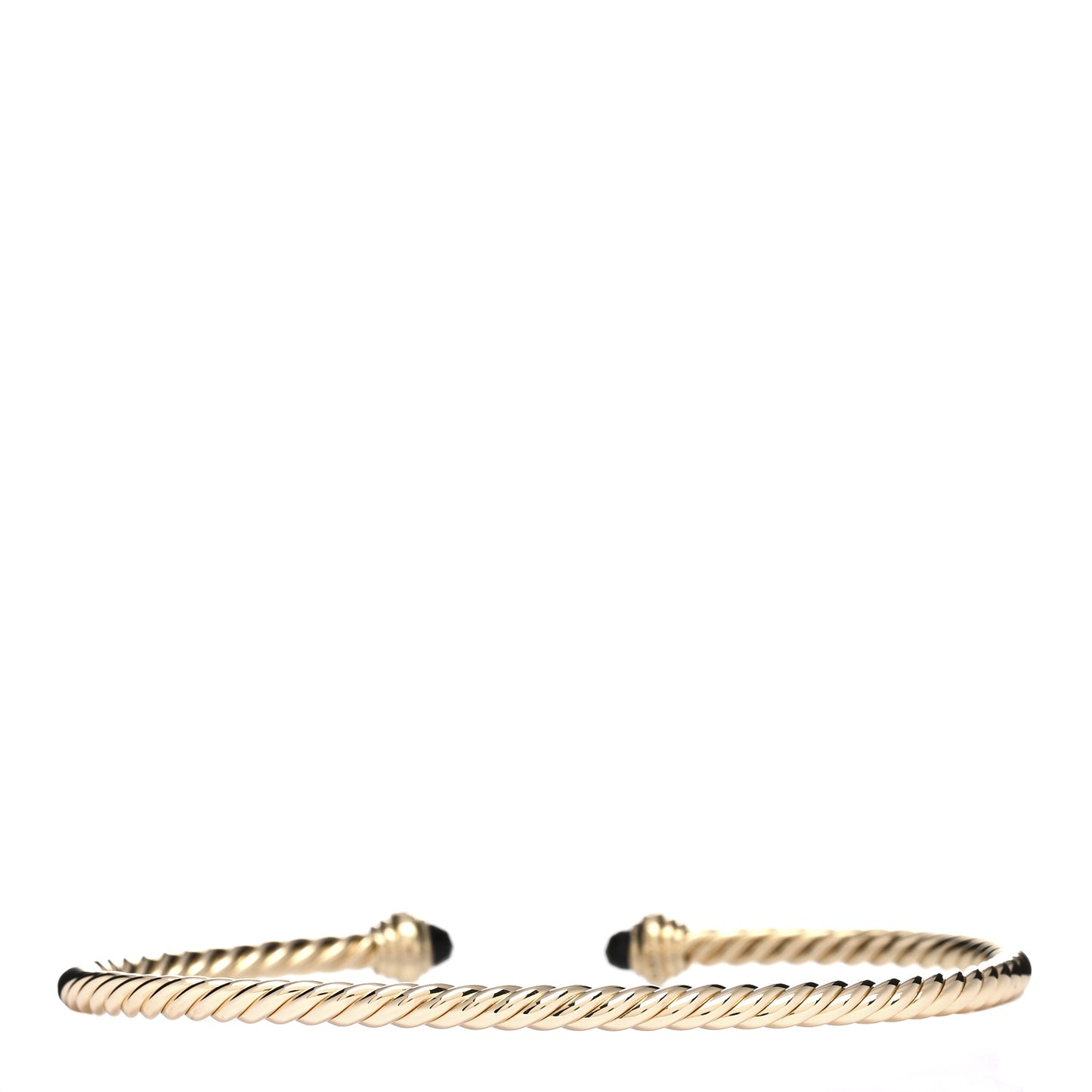 18K Yellow Gold Diamond Black Onyx 3mm Cablespira Bracelet