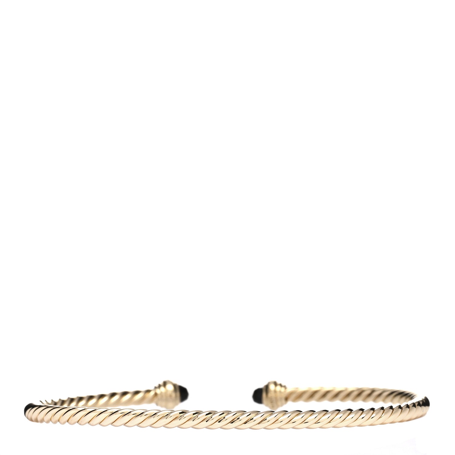 David Yurman 18K Yellow Gold Diamond Black Onyx 3mm Cablespira Bracelet 2 of 3