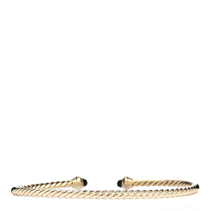 David Yurman 18K Yellow Gold Diamond Black Onyx 3mm Cablespira Bracelet 2 of 3