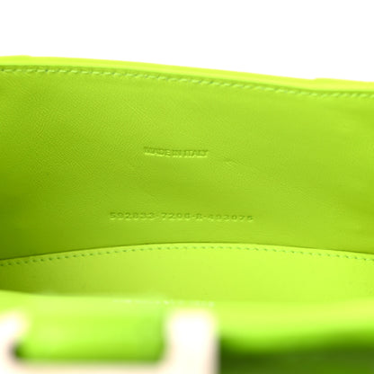 Balenciaga Shiny Calfskin Crocodile Embossed Hourglass Top Handle Bag XS Fluo Yellow 7 of 9