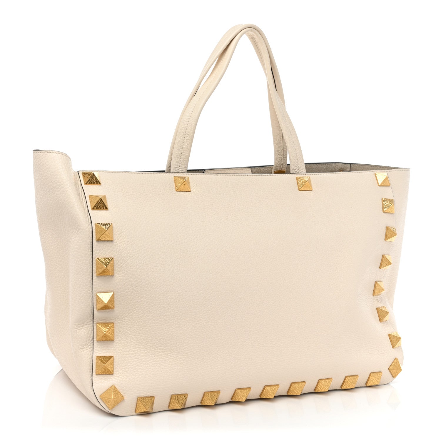 Valentino Garavani Grained Calfskin Roman Stud Tote Light Ivory 3 of 10
