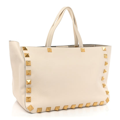 Valentino Garavani Grained Calfskin Roman Stud Tote Light Ivory 3 of 10