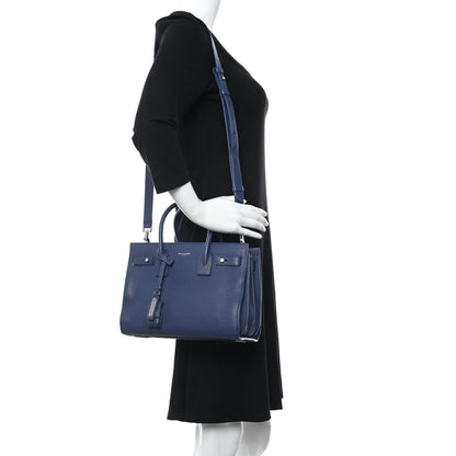 Saint Laurent Grained Calfskin Baby Sac De Jour Souple Denim 2 of 12