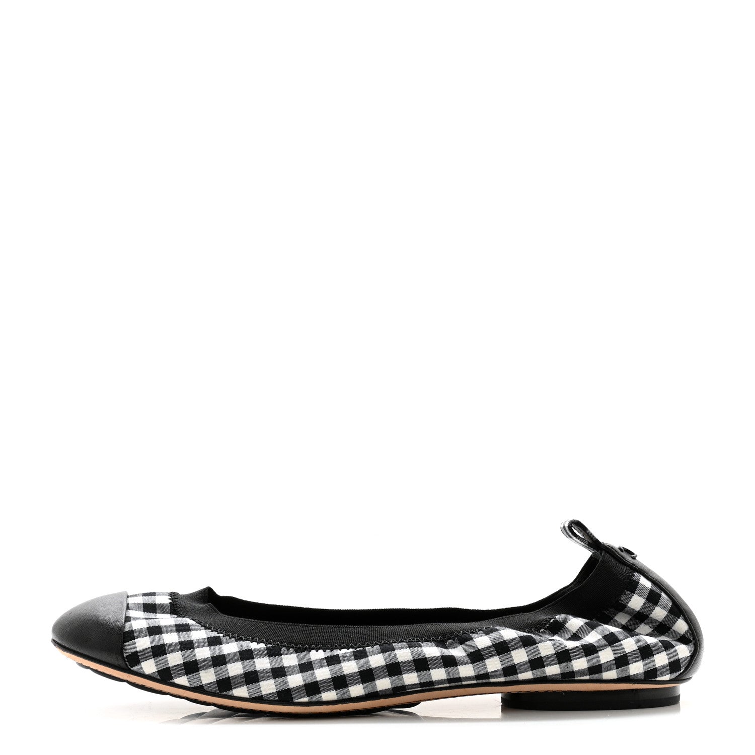 Chanel Fabric Checkered CC Elastic Cap Toe Ballerina Flats 39 Black White 1 of 11