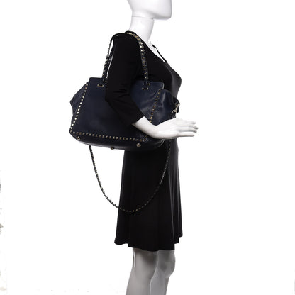 Valentino Garavani Vitello Medium Rockstud Tote Marine 3 of 10