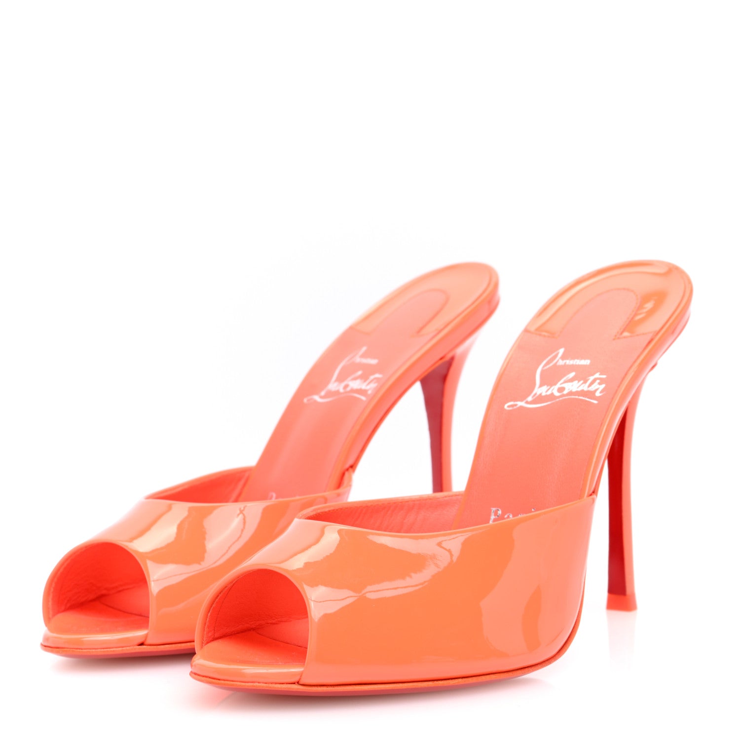 Christian Louboutin Patent Me Dolly 100 Sandals 37 Fluo Orange 2 of 7